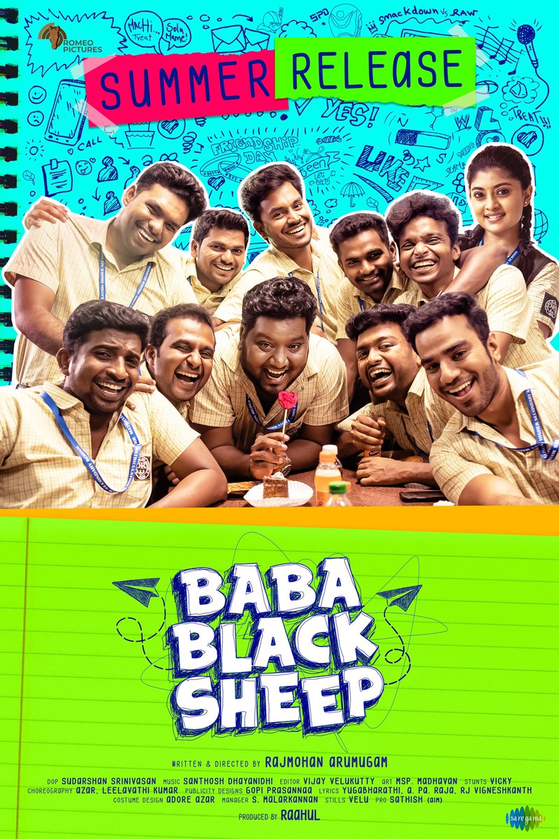 raahul (@mynameisraahul) on Twitter photo Here is the first look of my next film #BabaBlackSheep - a fun filled school drama coming up for summer 2023
Produced by #RomeoPictures <a href="/mynameisraahul/">raahul</a>
Written and directed by <a href="/imrajmohan/">Rajmohan</a>
<a href="/BlackSheepTamil/">Black Sheep</a> <a href="/RjVigneshkanth/">RJ Vignesh Kanth</a> <a href="/Ammu_Abhirami/">AmmuAbhirami</a> <a href="/DhayaSandy/">Santhosh Dhayanithi</a> <a href="/dop_sudarshan/">Sudarshan Srinivasan</a> <a href="/editorvijay/">Vijay Velukutty</a> Here is the first look of my next film #BabaBlackSheep - a fun filled school drama coming up for summer 2023
Produced by #RomeoPictures <a href="/mynameisraahul/">raahul</a>
Written and directed by <a href="/imrajmohan/">Rajmohan</a>
<a href="/BlackSheepTamil/">Black Sheep</a> <a href="/RjVigneshkanth/">RJ Vignesh Kanth</a> <a href="/Ammu_Abhirami/">AmmuAbhirami</a> <a href="/DhayaSandy/">Santhosh Dhayanithi</a> <a href="/dop_sudarshan/">Sudarshan Srinivasan</a> <a href="/editorvijay/">Vijay Velukutty</a>
