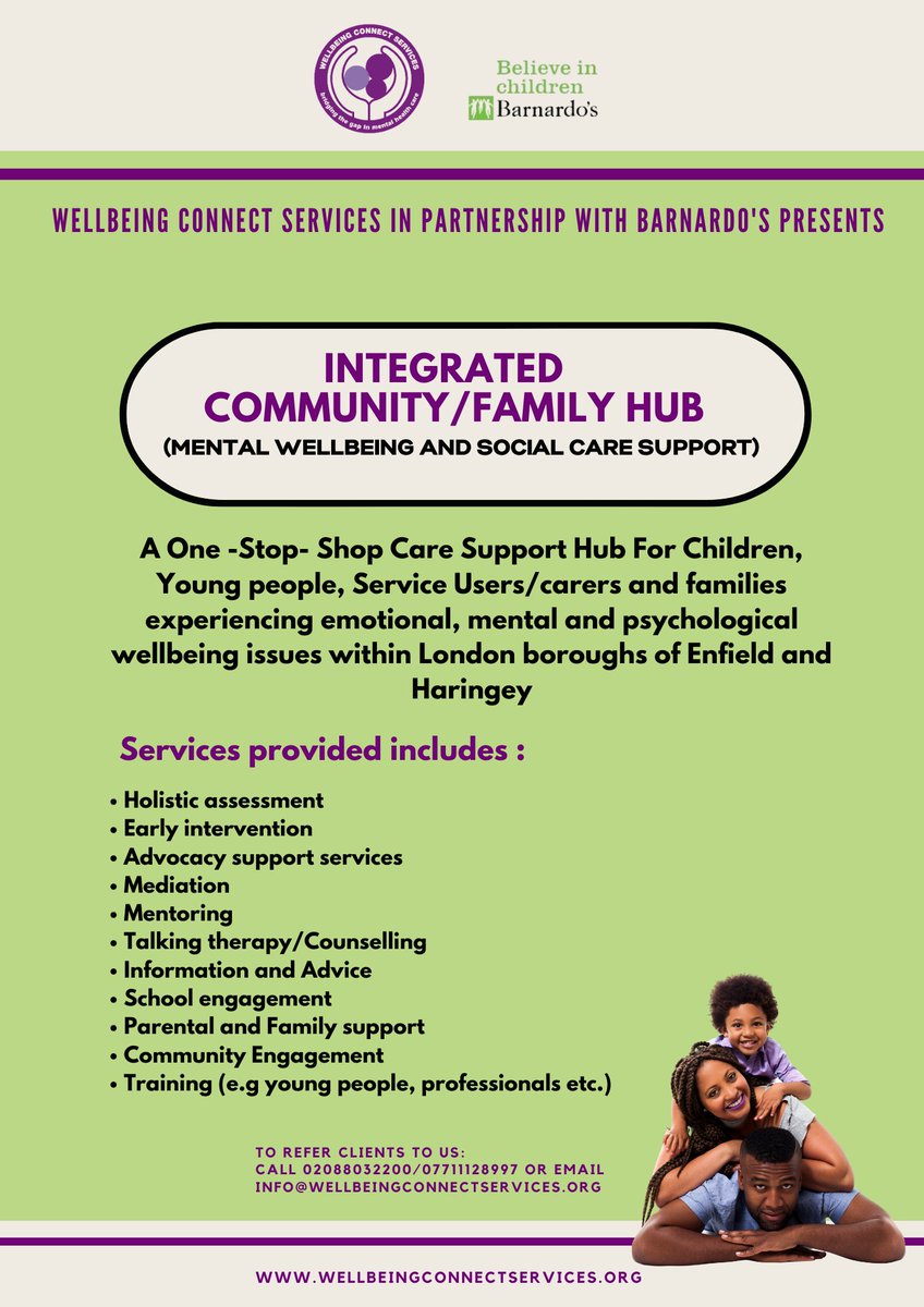 Reminder that our one -stop- shop Support Hub is running every Wednesday 11am - 2pm. 
Location: NLPC LTD, Neighbourhood Resource Centre, 177 Park Lane, N17 0HJ
<a href="/BarnardosNews/">Barnardo's News</a> <a href="/nlpcltd/">NLPC Ltd</a>