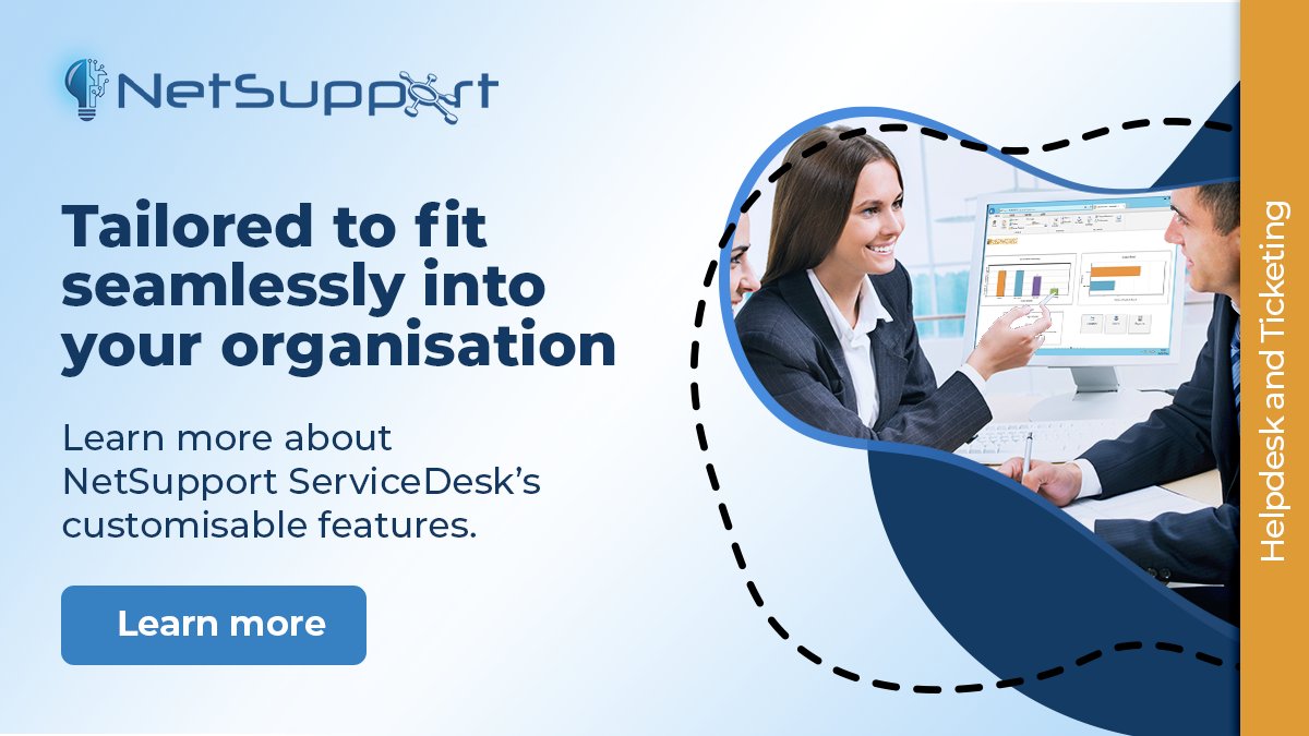 NetSupport_Corp's tweet image. From operator functionality to the creation of specific data entry fields, NetSupport ServiceDesk can be tailored to fit seamlessly into your organisation. Learn more about the customisable features here mvnt.us/m1376490 

#Helpdesk #RemoteSolution
