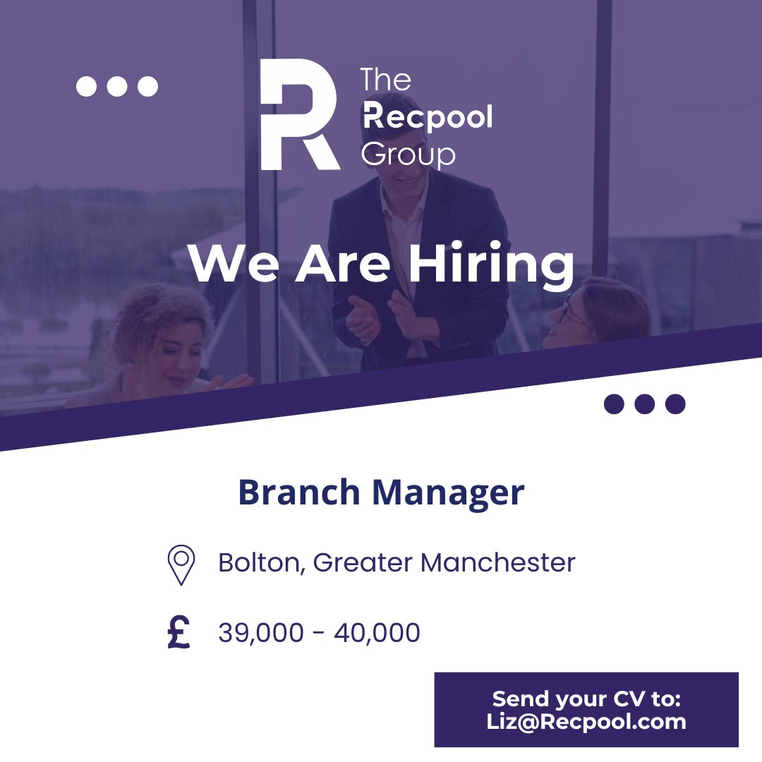 recpool_'s tweet photo. 📢NEW JOB!📢

We are hiring a Branch Manager on behalf of our client based in Bolton, Greater Manchester💻

Head over to https://t.co/Mo85etZ1HP to look through our wide range of jobs!👍ide 

#Recruiter #Hiring #Recruitment #Newjob #Jobhunt https://t.co/U89wiiBO3T