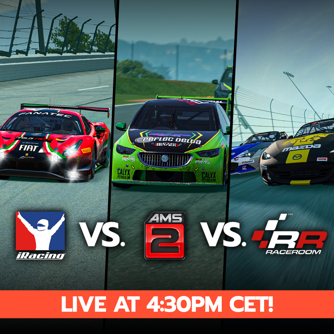OverTake_gg's tweet photo. After the great success of #SophyAI in GT7, @ChampionJoe7 takes on an experiment today. ๐
In which PC sim can you race best against the AI? Will it be @iRacing, #AMS2 or @raceroom? ๐ค
We'll find out in today's livestream at 4:30 PM CET! ๐ย https://t.co/QeXw7vl50T. https://t.co/Ih59EPOur5