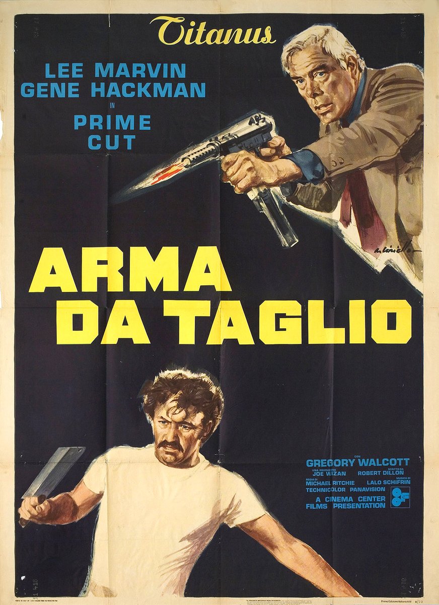 TheFilmFair's tweet image. Italian movie poster for #PrimeCut (1972 - Dir. #MichaelRitchie) #LeeMarvin #GeneHackman #SissySpacek #AngelTompkins