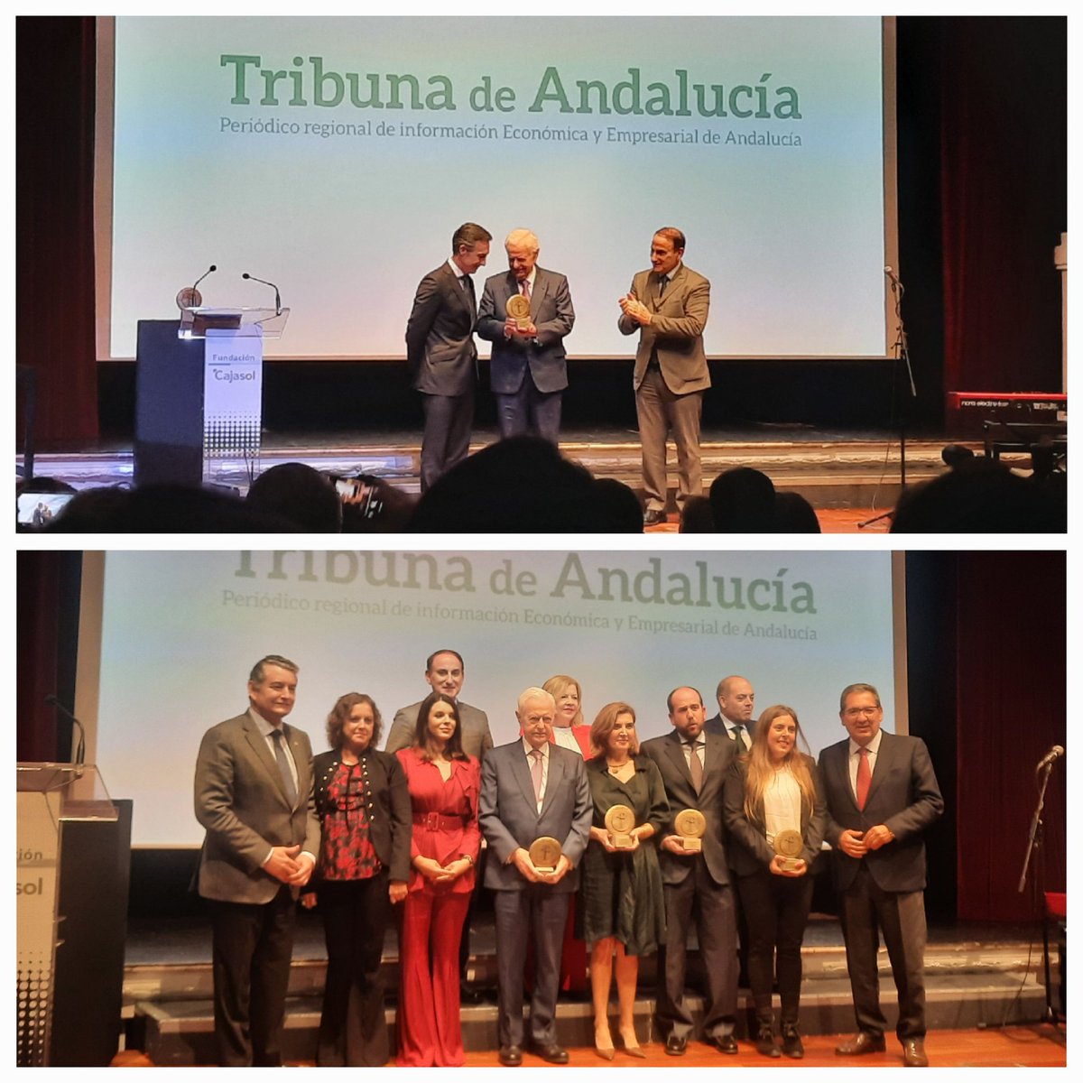 CEAes_'s tweet photo. 👏🏻 Enhorabuena, @andtribuna 🗞 en su primer aniversario.
🥇 Felicidades a todos los distinguidos en la I edición de sus premios 👏🏻 #Sando @PensandoenRSC #Migasa @EmpleoJunta @futuralga 🌊 en @Cajasol.
#EmpresariosAndaluces 💚 @lorenzoamor_ata @autonomosata @FAME_Federacion https://t.co/qyI72Ti62Z