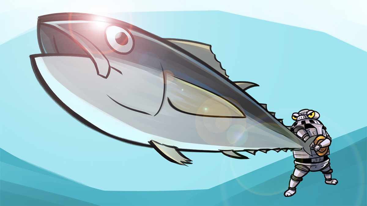「#魚の日 らしいので昔描いたセブンガーとマグロを貼る 」|でんでんのイラスト