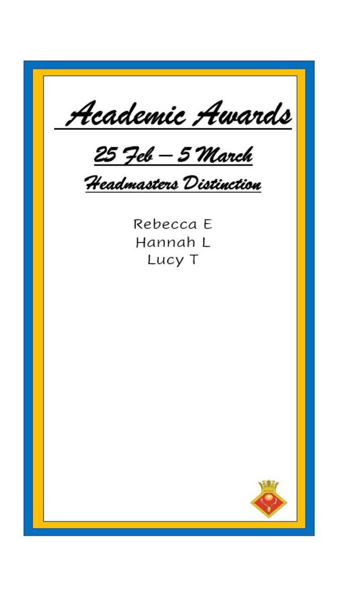 Congratulations to Honor B for 3 CFA's last week!