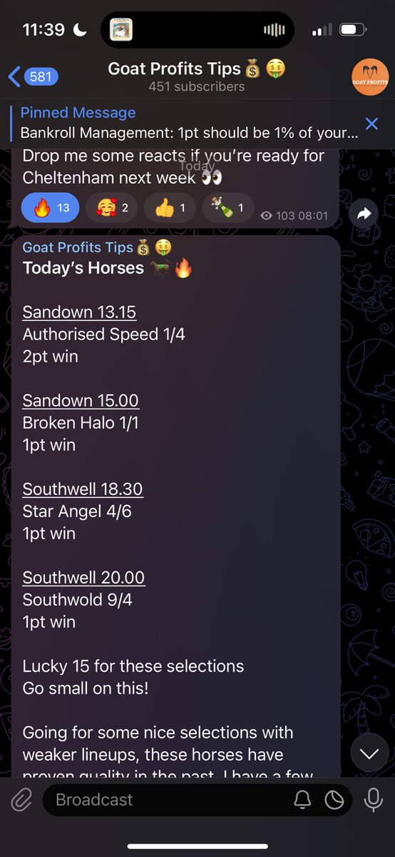 GoatProfits's tweet image. OUR FREE SELECTION FOR TODAY 🔥

TELEGRAM IN BIO FOR MORE 🫡

#betting #tips #tipster #bettor #Telegramlink #telegrambets