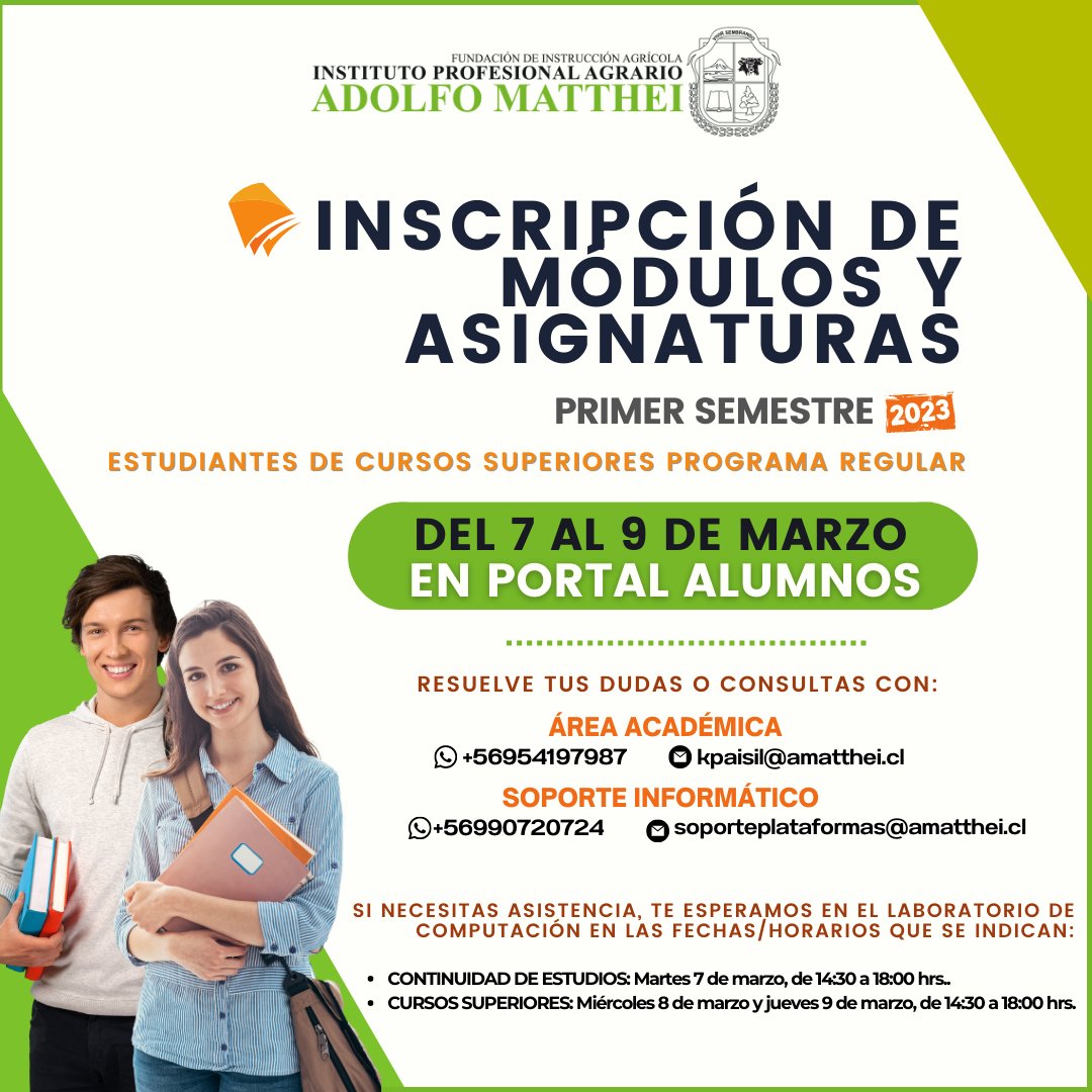 ipaamatthei's tweet photo. Estudiantes de Cursos Superiores del @ipaamatthei de #Osorno
#Hoy inicia proceso de inscripción de asignaturas
#soydelamatthei #loslagos #ipaam https://t.co/t01XYQXTj7