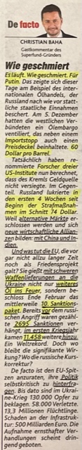 SANKTIONEN VÖLLIG FÜR DIE FISCH´--- will die EU ein Friedensprojekt sein oder ist sie in Wirklichkeit der größte Kriegstreiber?