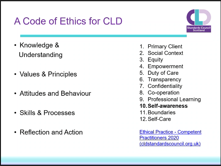edscotcld's tweet photo. ๐ฅณDay 2 - cohort 2 #LeadingCLD We're now hearing from @marionacldsc @cldstandards on the #CodeofEthicsforCLD #BecauseOfCLD #CLDLeaders https://t.co/NlXeKE9NS5