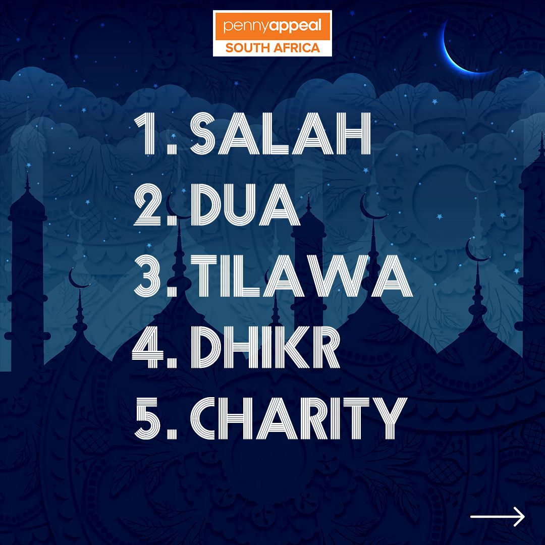 PennyAppealSA_'s tweet photo. Make the most of these auspicious days by participating in these 5 acts during Shabe Bara'at
#pennyappealsa #teamorangesa #smallchangebigdifference #shabaan #laylatulbaraah #whitedays #blessed #fast #ramadan2023 #ramadan https://t.co/F5EWCakifb