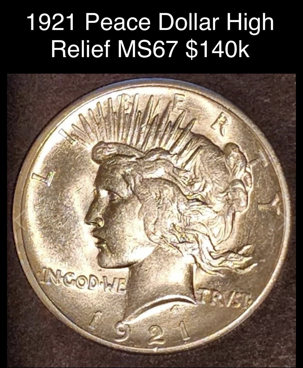 1921 Peace Dollar Hi Relief MS67 $140k    #coincollection #pcgs #invest #coinauction #coin #auction #coinauctionlive #hibid #hibidcoin @hibidauctions @PCGScoin #PCGScoin