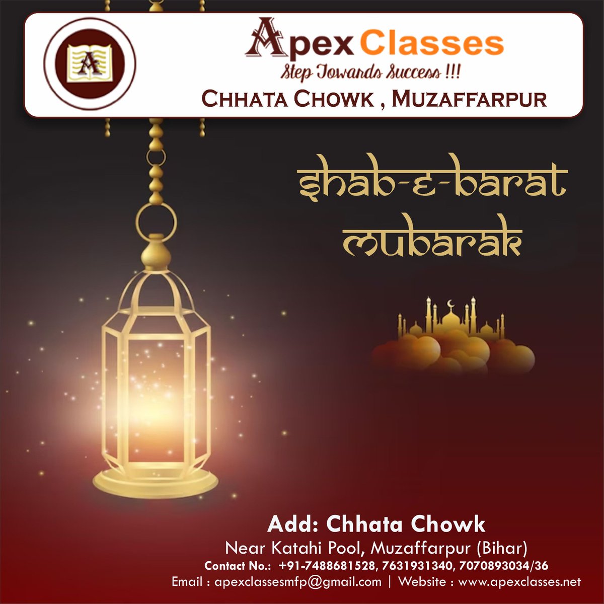 apexclassesmuz's tweet photo. Shab-e-Barat Mubarak

#ShabeBarat #shaban2023 #IITJEE #iitjeepreparation #IITJEEcoaching #coaching #institute #educationalinstitute #neetpreparation #neetcoaching #neet2023 #medicalpreparation #foundationcourse #iitclasses #neetclasses #ApexClasses #bestinindia #bestinstitute https://t.co/6gcn49BP2z