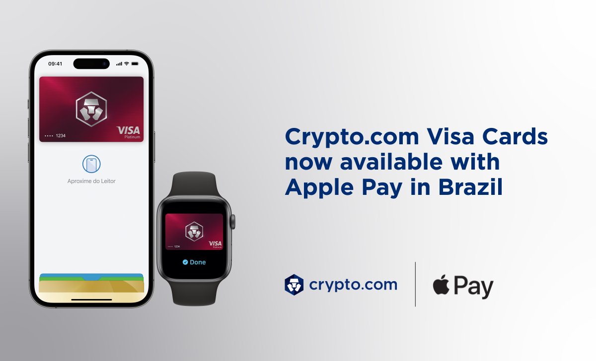 cryptocom's tweet image. Crypto.com Visa Cards now available with Apple Pay in Brazil 🇧🇷

📲 Add your  Visa Card to Apple Wallet

👆 Make contactless purchases using Face ID or Touch ID
 
Eligible Apple users: Learn More➡️
crypto.com/product-news/a…