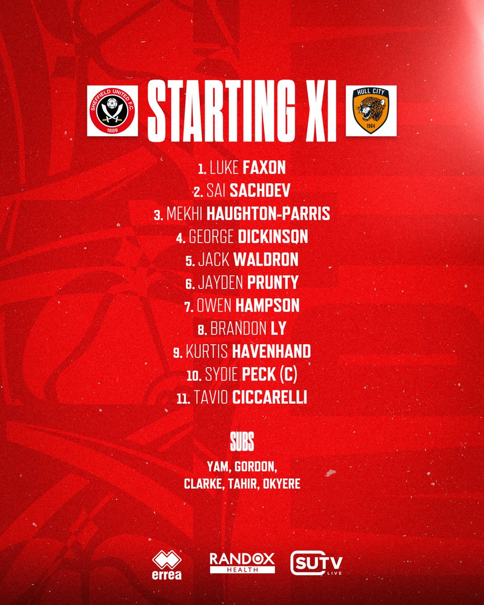 sufcdevelopment's tweet photo. How the Blades line up in today's U18s encounter with Hull City at Shirecliffe.

#SUFC 🔴 https://t.co/aj23liQXN0