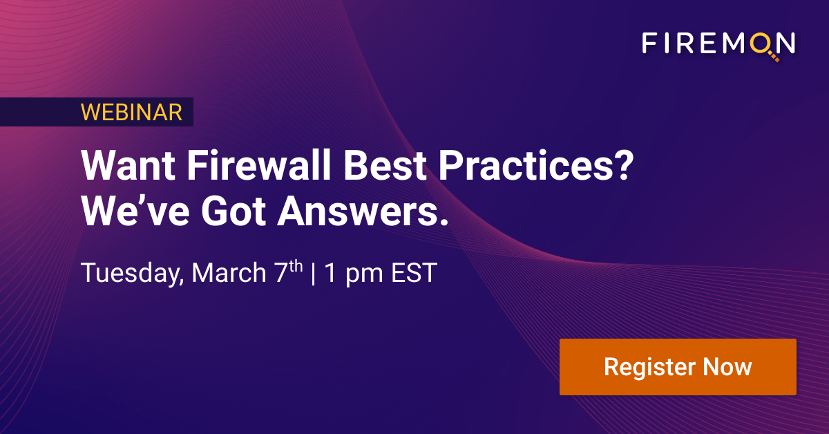 FireMon's tweet photo. FireMon’s built-in Best Practices Assessment can support your company in numerous ways. In this webinar, learn how to utilize the Best Practices Assessment and hear real-life best practice examples from customers.

Register here: https://t.co/WX1ik8IL7Q

#firemon #webinars https://t.co/N3aDi0l1Ni