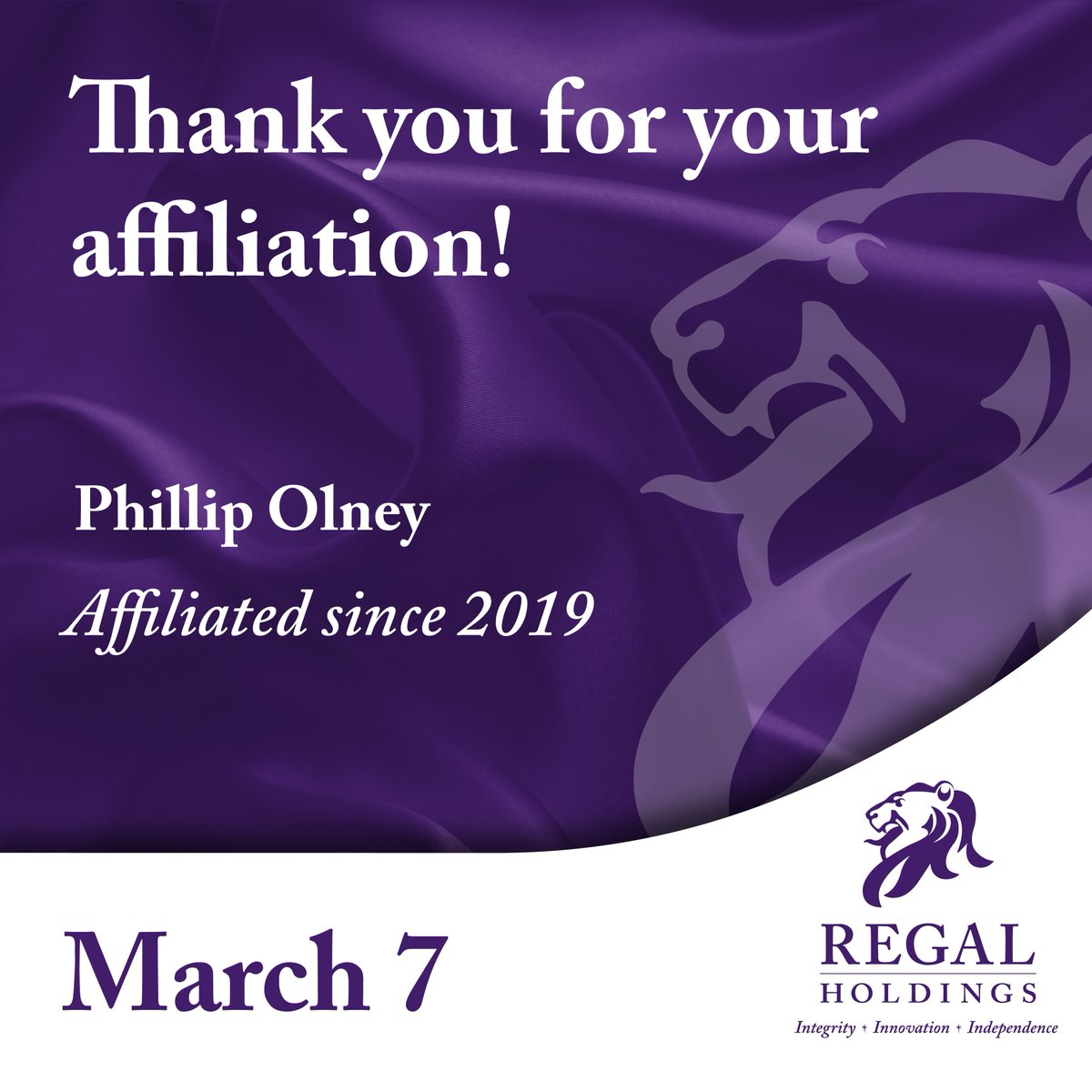 We would like to recognize our friend and colleague Phil Olney, for his 4 years of affiliation! Thank you for serving your clients so proudly!