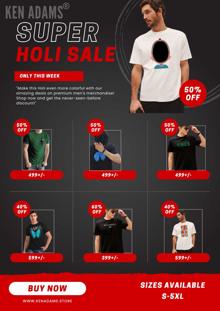 KenAdamsStore's tweet image. "Happy Holi ! 
Celebrate the festival of colors with our amazing sale. Up to 60% off on all items.Don't miss out on this opportunity, grab your favorite items at unbelievable prices"  #holi #holisale #onlineshopping #limitedtimeoffer rb.gy/anzuea