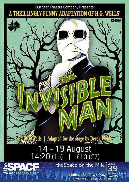 Derek Webb (@derekqwerty) on Twitter photo Absolutely delighted that my comedy adaptation of H G Wells' 'The Invisible Man' gets a 16 venue, 28 performance tour starting in August - and including a week at the Edinburgh Festival! Thanks to <a href="/ourstartheatre/">Our Star Theatre Co</a> Absolutely delighted that my comedy adaptation of H G Wells' 'The Invisible Man' gets a 16 venue, 28 performance tour starting in August - and including a week at the Edinburgh Festival! Thanks to <a href="/ourstartheatre/">Our Star Theatre Co</a>