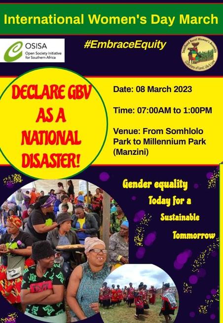Celebrating International Women's Day with a call for GBV and femicide to be declared as a NATIONAL DISASTER #IWD #UnearthingTheRootCausesOfGBV #EndAllFormsOfViolence
