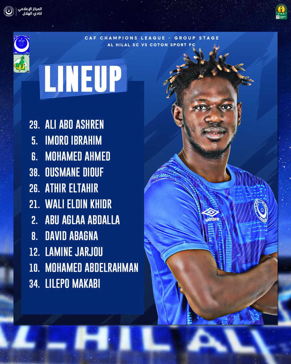 AlHilalSC_'s tweet photo. تشكيل الهلال الذي اختاره فلوران إيبينجي لبداية مواجهة القطن الكاميروني 📋⬇️

#فخر_السودان | #Forza_Hilal | #TotalEnergiesCAFCL | #الهلال_القطن https://t.co/NBQv37azuH