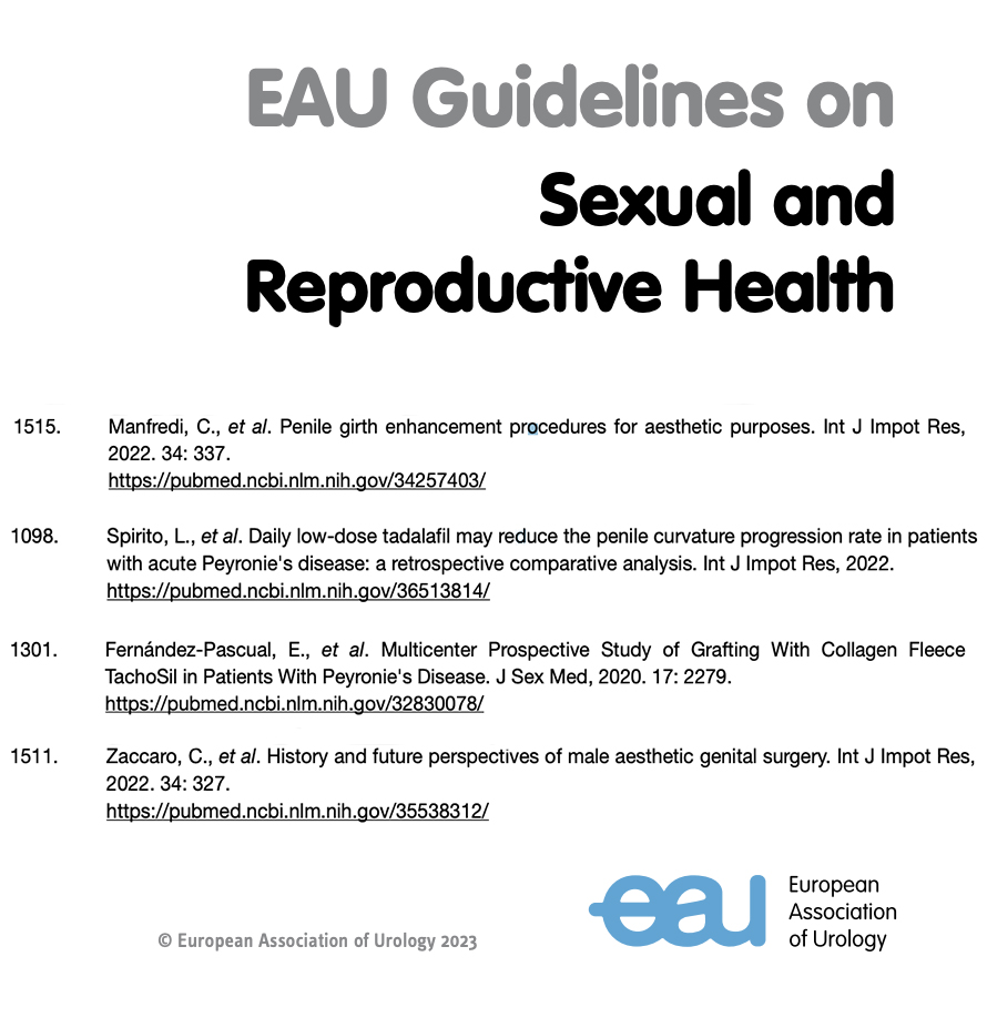 Celeste Manfredi (@ManfrediCeleste) on Twitter photo 2023-03-07 12:52:57 Great satisfaction to find 4 papers of which I am co-author among the references of the #EAU guidelines on #Sexual and #Reproductive Health 2023 just published. Happy to contribute to the evidence on #Peyronie's disease and male genital #aestheticsurgery. Great satisfaction to find 4 papers of which I am co-author among the references of the #EAU guidelines on #Sexual and #Reproductive Health 2023 just published. Happy to contribute to the evidence on #Peyronie's disease and male genital #aestheticsurgery.