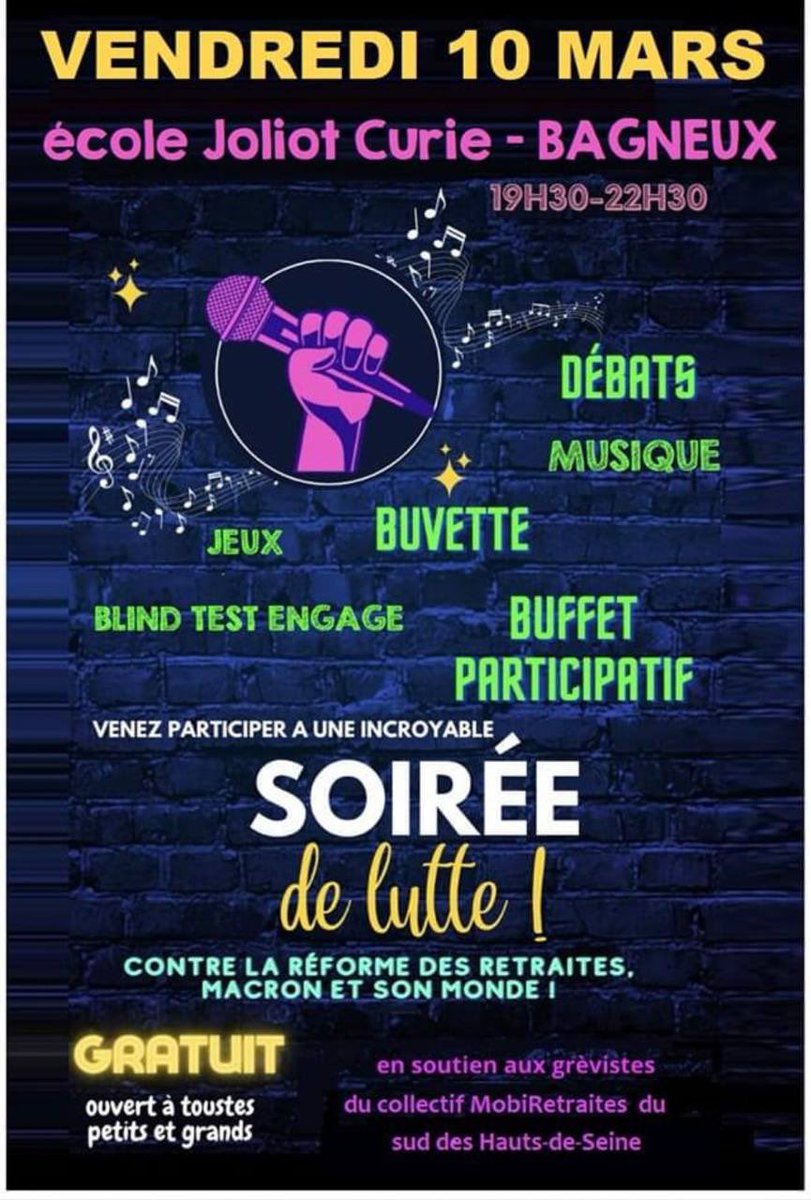L’école, ce n’est ni la fête de l’huma ni une ZAD. A #Bagneux la municipalité #PCF #LFI #Nupes piétine de nouveau le droit pour s’y offrir une fiesta militante contre la réforme des retraites, avec l’argent des contribuables ?
<a href="/Prefet92/">Préfet des Hauts-de-Seine 🇫🇷🇪🇺</a> <a href="/PapNdiaye/">Pap Ndiaye</a> <a href="/GDarmanin/">Gérald DARMANIN</a>