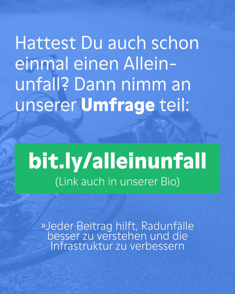 CyclingLabKS's tweet photo. Obwohl #Alleinunfälle einen nicht geringen Teil der #Fahrradunfälle darstellen, sind sie in Deutschland bisher noch kaum untersucht. Wir erforschen im Auftrag der Unfallforschung der Versicherer diese Unfälle, um diese Wissenslücke zu schließen
Zur Umfrage https://t.co/X4cXdB9ugs https://t.co/RPJBzPfsyq