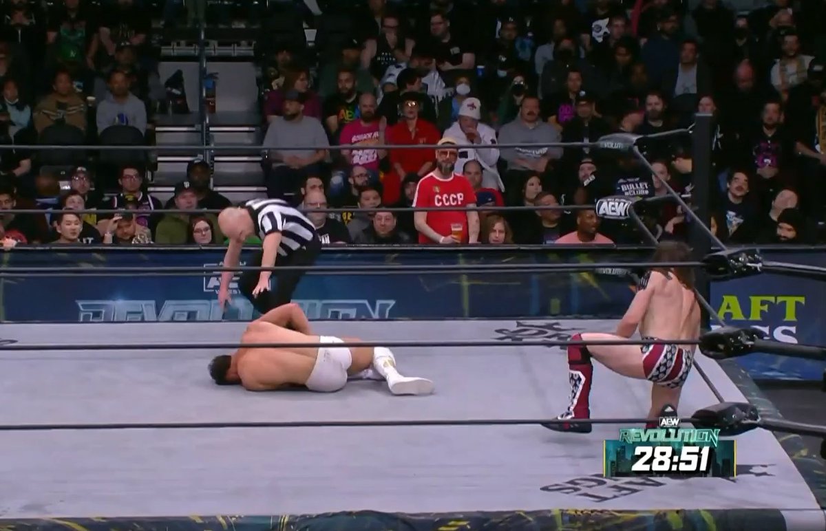 Let's play a game. Detect a moron in #AEWRevolution crowd.