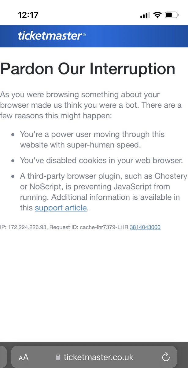 Timuslloyd's tweet image. Brilliant. Been in the que, got to tickets. Then this page loads. No way of getting back to the website. @Ticketmaster is a joke. #Eurovision
