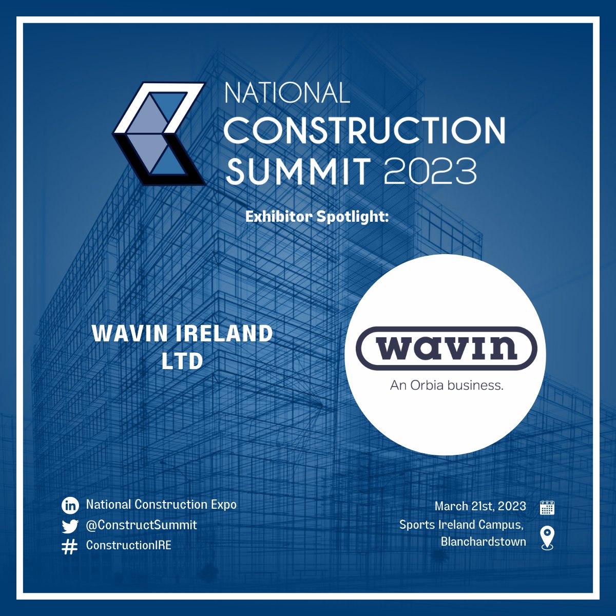 We will be at the National Construction Summit on the 21st of March 2023. Come and visit us on stand C11 to chat about any queries you may have about our great range of products and solutions!

Find out more about the event in our events calendar here: hubs.la/Q01FBkvL0