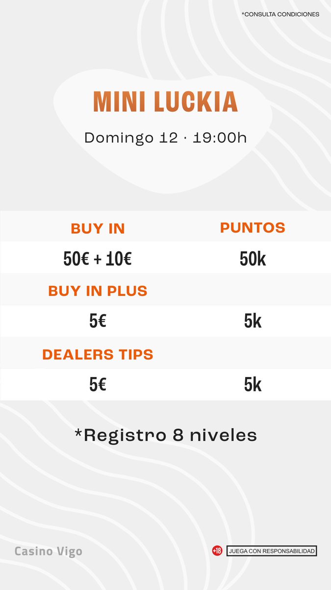 pokercvigo's tweet photo. ¿Te has enterado ya de que tenemos 5.000€ garantizados en el mensual de @CasinoVigo?

👉🏻Torneo de dos días, sábado 11 y domingo 12.
💶 115€ + 15€

Y el domingo tenemos el Mini Luckia.
💶 50€ + 10€

¡Fin de semana completito!👏🏻👏🏻👏🏻
#PokerCasinoVigo https://t.co/EwYhSUuVBu