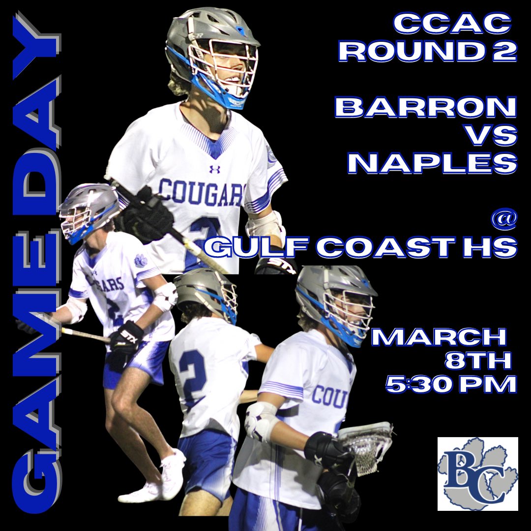 Round 2!
Let’s Go!! #BCNation #bcboyslax #ProudToBeACougar #GoCougars 
<a href="/BarronCollier/">Barron Collier</a> @bcsnlive @bchsall @lax_239 @ccpsathletics 
<a href="/239CSI/">CollierSportsInsider</a>