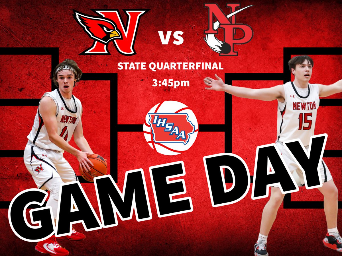 GAME DAY!

#4 Newton Cardinals
vs 
#5 North Polk Comets

⏰3:45pm
📍Wells Fargo Arena
📺Capital II Theatre (free)
📺 IHSSN.com

It’s a great day to be a Cardinal!