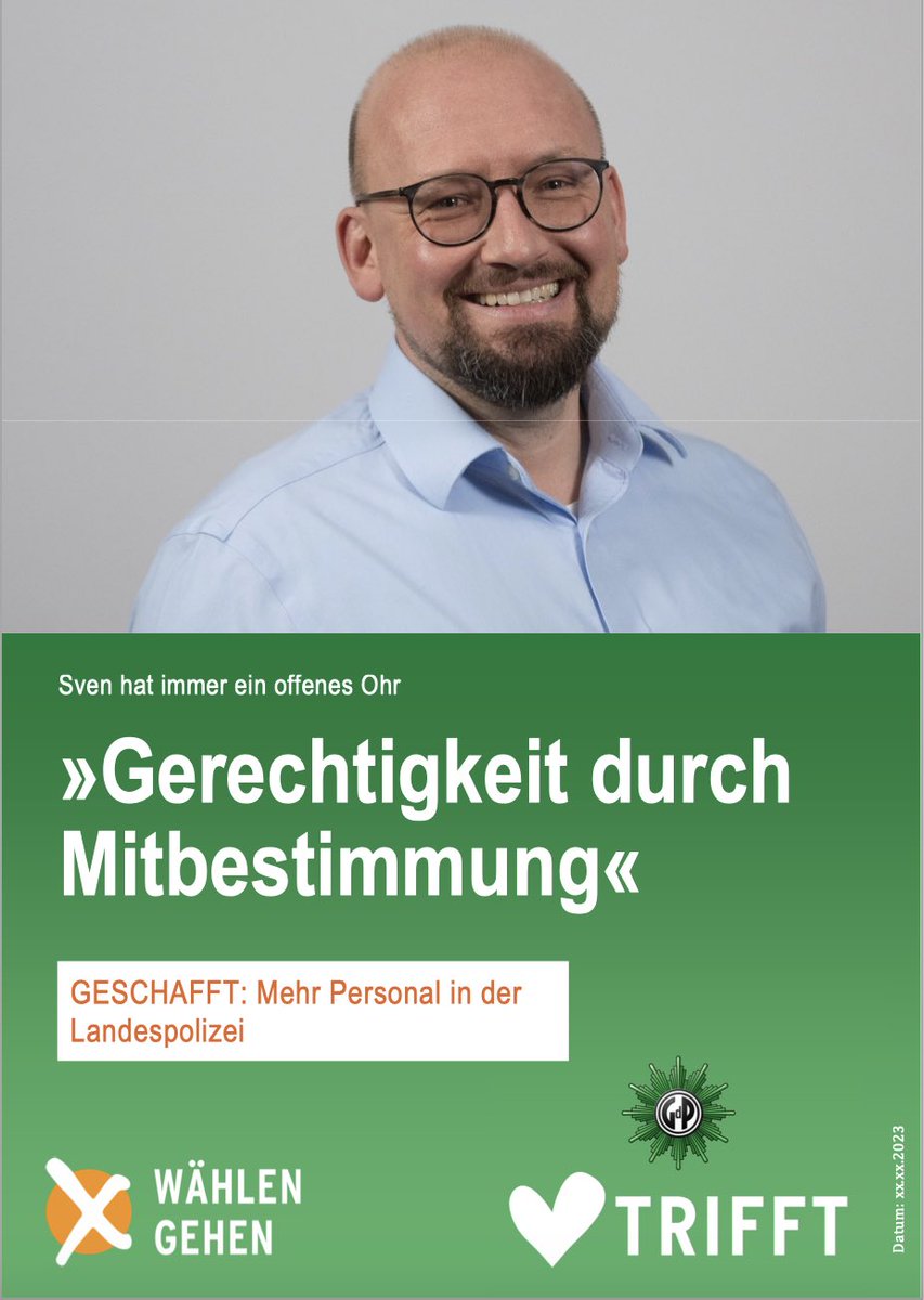 Vom 18. April bis 09. Mai finden die Personalratswahlen in der Landespolizei statt. Ich kandidiere sowohl für den örtlichen Personalrat der PD Kiel, als auch für den Hauptpersonalrat der Landespolizei. Ich habe große Lust mich auch die nächsten vier Jahre zu engagieren.