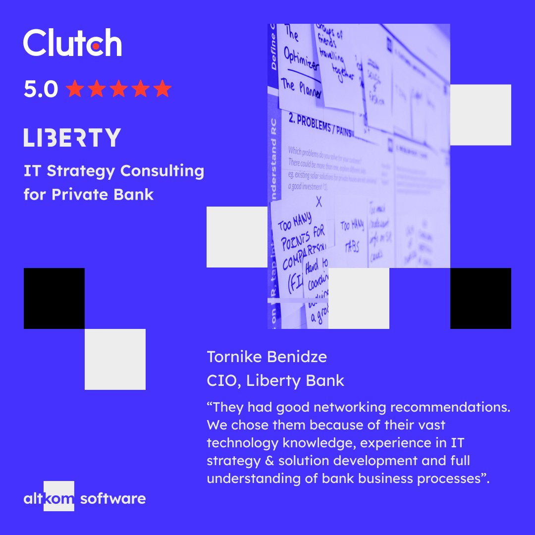 When the third-largest bank in Georgia needs to update its #ITstrategy in 6 weeks, we create a high-quality IT strategy in 6 weeks 😎 More about the project and our cooperation can you read from a five-star review on our profile on #Clutch ➡️ clutch.co/profile/altkom…

#Banking