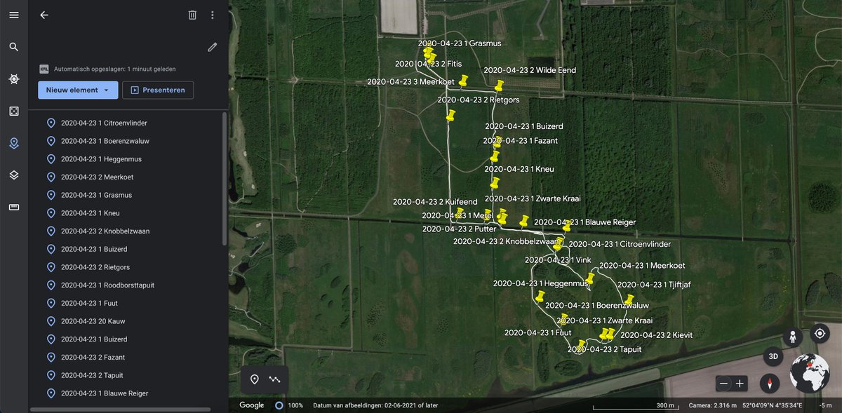 Het is nu mogelijk jouw waarnemingen te downloaden in KML format. Hiermee kan je waarnemingen plotten op Google Earth. Helemaal mooi voor routetellingen!