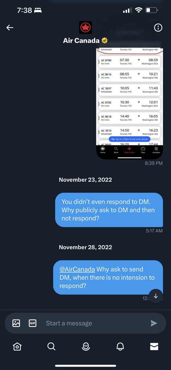 Sandip__Patel's tweet photo. @AirCanada @waltonmom Lol. Just excuse. I was also asked to DM in past. But todate have not received any reply to the DM. @AirCanada https://t.co/FQGwDqGqh4