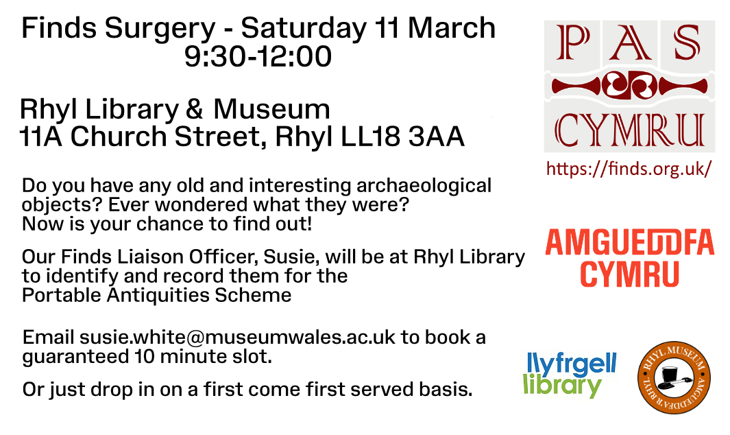 ⛏️🧺🦴🏺🔍

<a href="/RhylMuseum/">Rhyl Museum</a> 
<a href="/AmgueddfaCymru/">Amgueddfa Cymru | Museum Wales</a> 
<a href="/DenbsLibs/">Denbighshire Libraries</a>