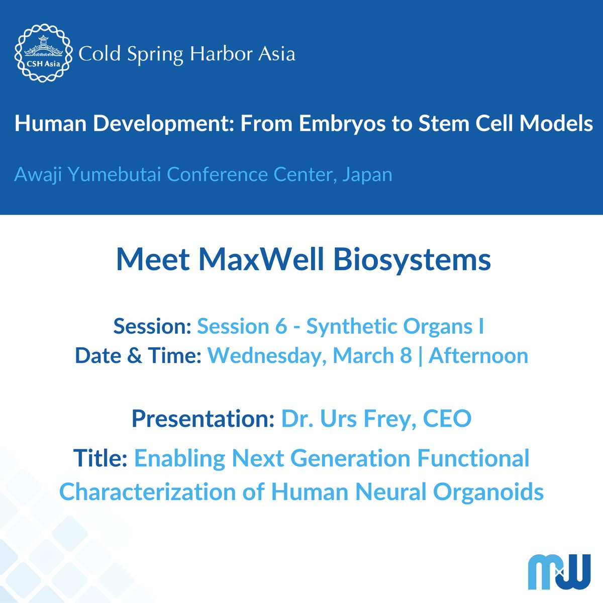 Our CEO, Dr. @u_frey, is presenting at the Human Development: from Embryos to Stem Cell Models Meeting in Japan. Hosted by @CSHANews 

📅Wed March 8 | Afternoon
📣Session 6 - Synthetic Organs I

If you are attending the meeting, make sure to attend the talk🙌 

#CSHAsia