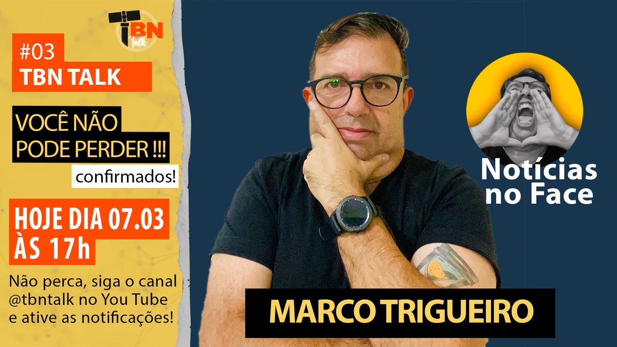 TbnTalk's tweet photo. No Estúdio Hoje no TBN Talk 03, teremos essa fera da comunicação, você não vai perder né? Segue o nosso canal no YouTube https://t.co/GBSGsGUzEw não esqueça de ativar as notificações.
@juniormelorn_ 
@TerraBrasilnot 
@noticiasnoface https://t.co/I0taAhYgFS