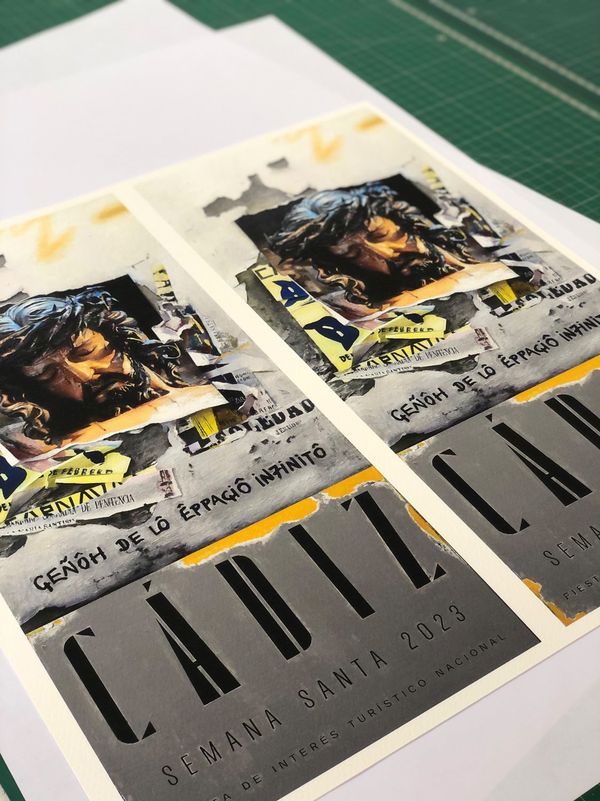 "SEMANA SANTA CÁDIZ 2023" 
<a href="/dfranca_/">Daniel Franca</a>  
(ED. LIMITADA 100UD) 25 x 49 cm
<a href="/labsevilla/">Lab</a> 
Pintarraheo
TINTAS PIGMENTADAS SOBRE PAPEL MUSEO BLANCO NATURAL
315gr LIBRE DE ÁCIDOS Y LIGNINA, ALGODÓN 100% / 25 x 49 cm