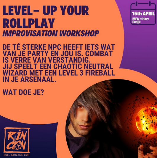 RollIniCon's tweet image. Stan, een ervaren theater docent &amp;amp; DM, geeft op RINCON een mega gave improvisatie workshop!

In de workshop ‘’level-up your rollplay’’. Behandelen we een aantal speerpunten van wat het betekend een personage te spelen: spelconcentratie, tekstbehandeling, samenspel.