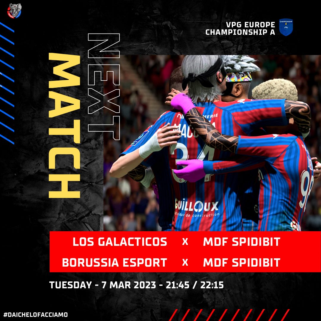 🔴 ⒾⓉ’Ⓢ 
ⓂⒶⓉⒸⒽ 
ⒹⒶⓎ! 🔵

🇪🇺<a href="/OfficialVPG/">Virtual Pro Gaming</a> Championship A
🆚#losgalacticos
⏰21:45

🇪🇺<a href="/OfficialVPG/">Virtual Pro Gaming</a> e-Champions League 
🆚#borussiaesport
⏰22:15

🔴🔵 #daichelofacciamo #unitisivince #dontplayalone #spidibitcatania