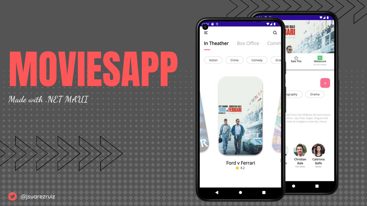 Looking for inspiration or ideas for your .NET MAUI apps? I'm going to share some of the latest designs I've replicated (step by step YouTube videos soon).
The first, design for a movie app. Check the use of VisualStates with the CarouselView. github.com/jsuarezruiz/ne… #dotnet
