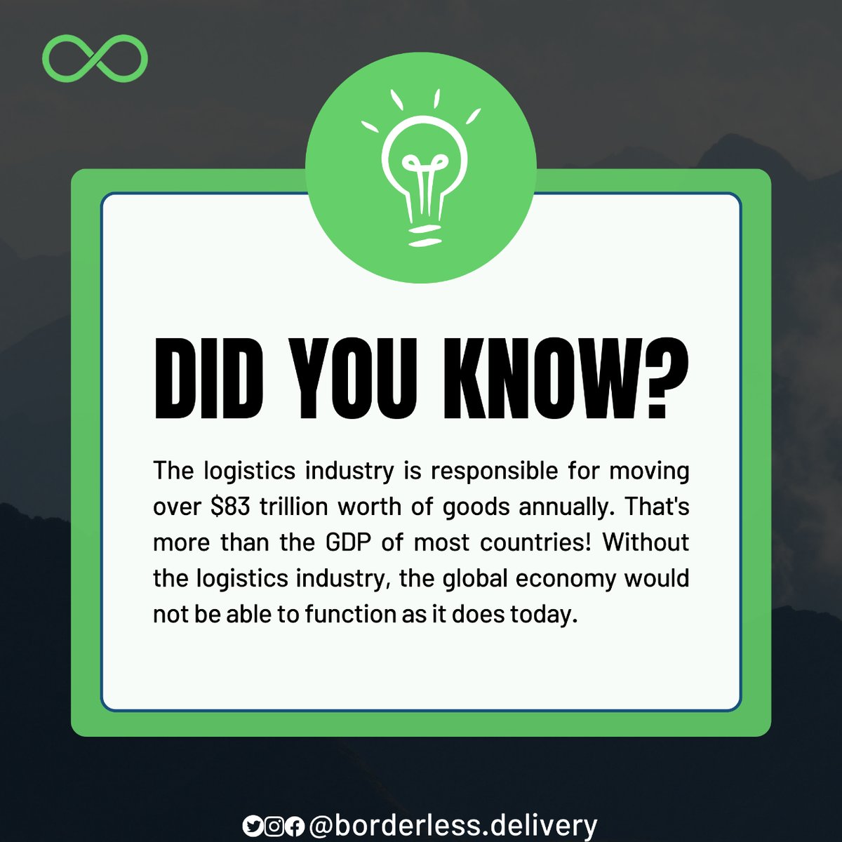 BorderlessHQInc's tweet image. Learn something new today!

#instadaily #instagood #instagram
#logistiscs#logisticsmanagement
#logisticsoftware#drivertrackingapp
#drivertrackingservice#logisticstracking
#deliveryserviceworldwide#lagos#trackingcomany#deliveryos#borderlesshq#logisticssolution#drivertracking