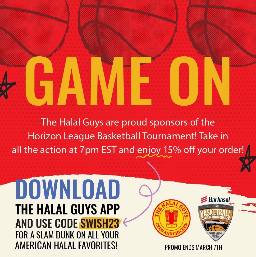 HalalGuys's tweet image. Who will be the Champions? 

It can be you when you cheer on your team with 15% off The Halal Guys! Download today and use code SWISH23 on your first order of $15 or more! 🏀

#thehalalguys #wearedifferent #hlmbb