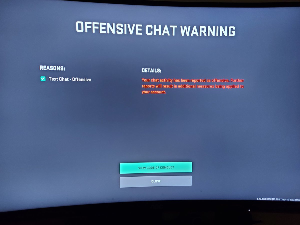 spangle_spang's tweet photo. @ATVIAssist @Activision please explain how I've received this offensive chat warning yet I've been in a private xbox party chat with my friends whilst playing. I haven't sent a message nor chatted to anyone in game. And I've never written in the chat part. So please explain! https://t.co/OQFvXovVaa