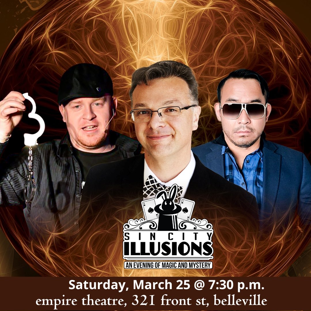EmpireTheatre_'s tweet image. "Try, try, try to understand, I'm a magic man" 🙌
Sin City Illusions presents: An evening of magic and mystery!!
March 25th
Get Your Tickets Here:
theempiretheatre.com/.../sin-city-i…

#theempiretheatrebelleville #discoverdowntownbelleville #magicshows #illusions #mentalists