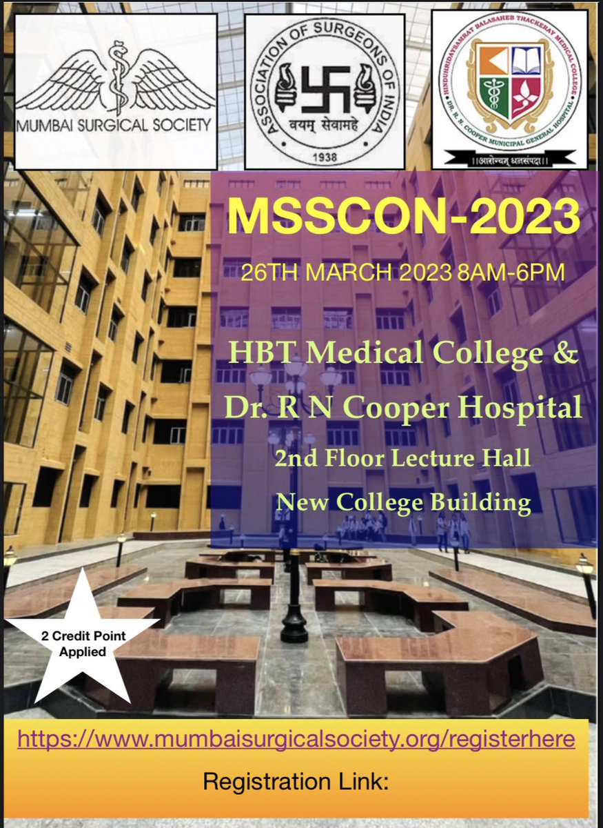 drerbazmomin's tweet photo. #SoMe4Surgery #MumbaiSurgicalSociety #MSSCON2023 #HBTMC #RNCH #SurgicalEducation MSS announces it’s annual surgical event. Education should be easily accessible hence the registration is nominal. https://t.co/K9izLeR4Y9 https://t.co/0q5YC8OhIp