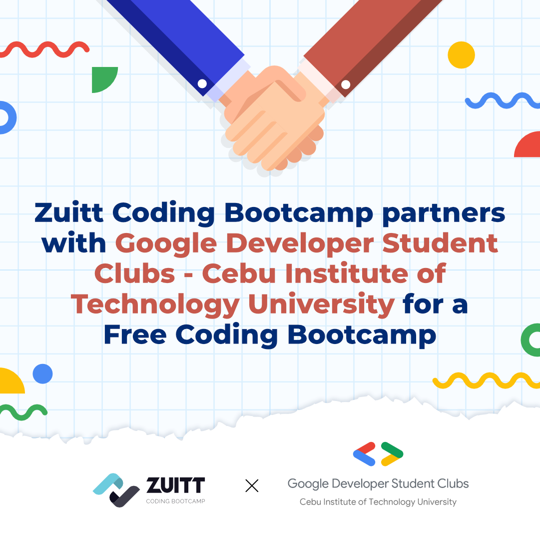 zuittco's tweet image. Zuitt officially welcomes Google Developer Student Club - Cebu Institute of Technology University to its community

Join our Free Coding Bootcamp. Register here: codenow.zuitt.co/FCBMar18Regist…

#FreeCodingBootcamp #ZuittCodingBootcamp #GoogleDevelopersStudentClub